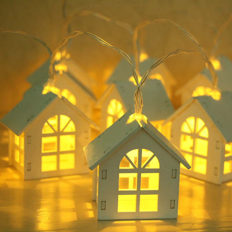 氛围灯网红灯饰儿童房间帐篷布置挂灯木质小房子灯串灯圣诞装饰灯