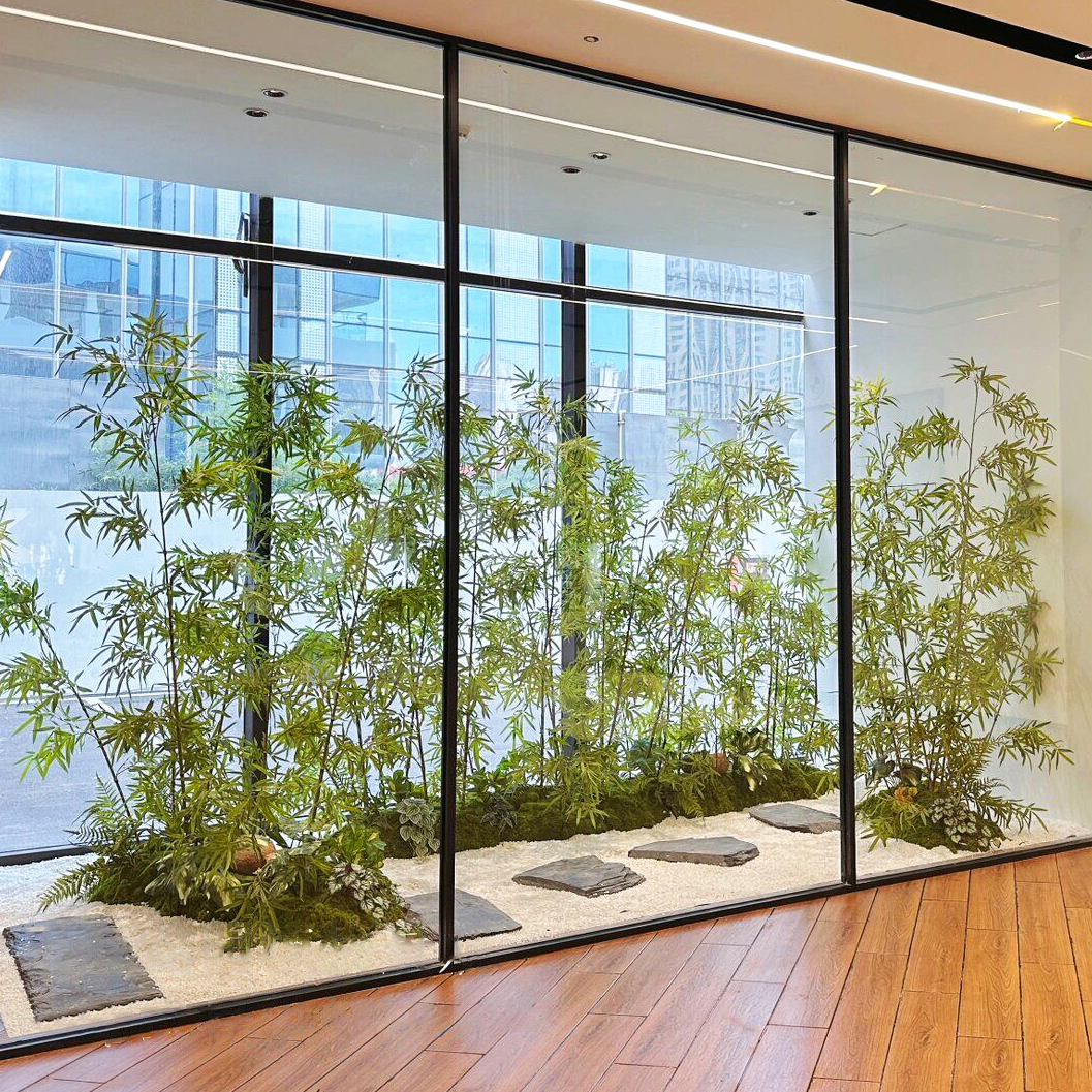 新中式仿真竹子造景细水毛竹橱窗装饰景观茶室屏风隔断仿生绿植物