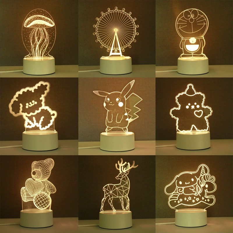 创意3D小夜灯可爱卡通桌面床头宿舍台灯 活动logo定制刻字小礼品