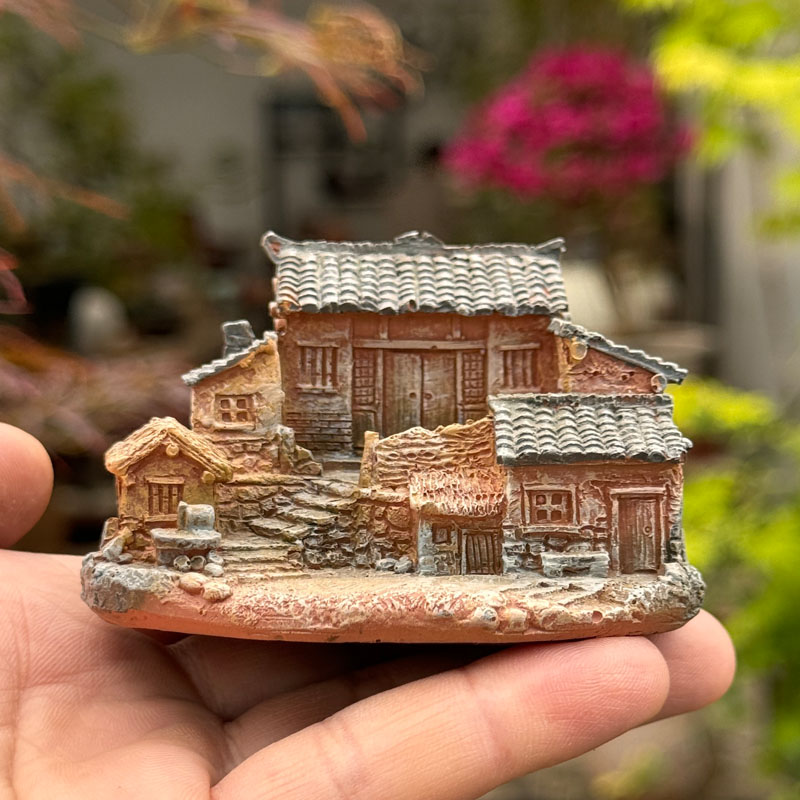 田园乡村老房子摆件小模型桌面创意微景观造景庭院客厅花盆盆栽
