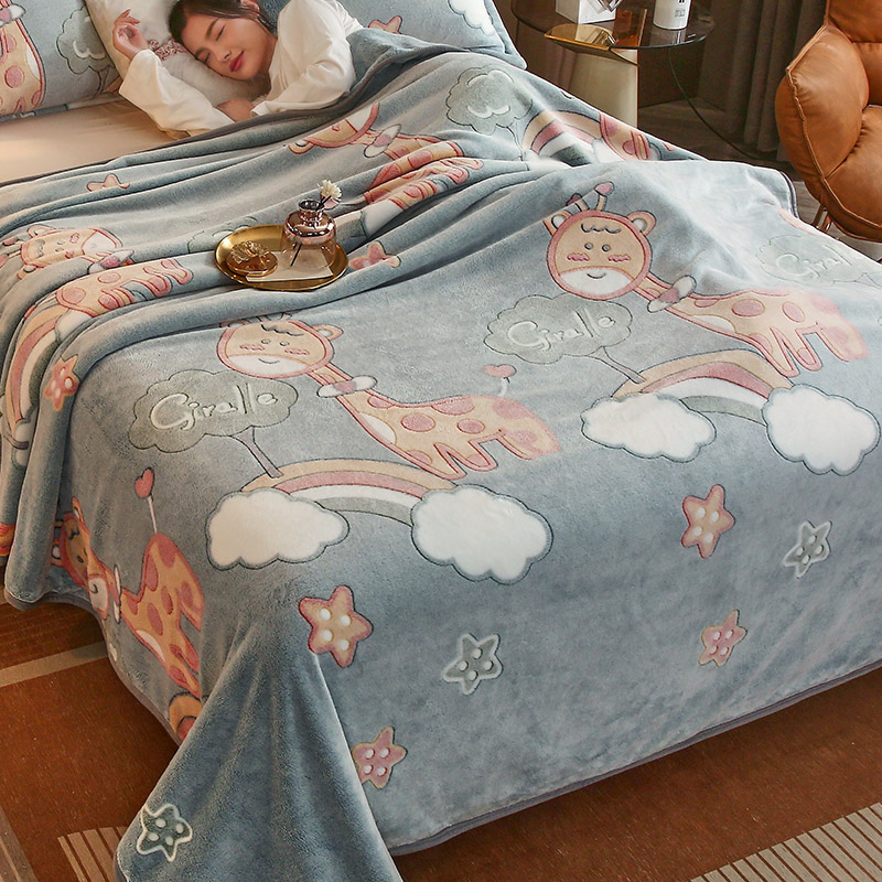 珊瑚毛毯子法兰绒床单加厚冬季办公室午睡披肩盖毯铺床上被子冬天
