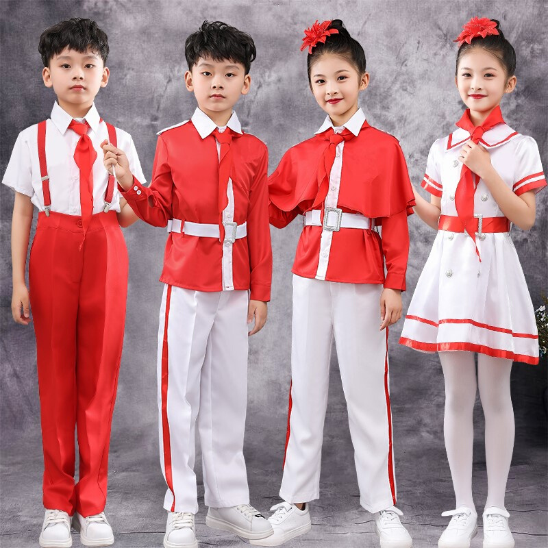 红领巾红歌大合唱服表演服六一儿童节裙子演出红色男孩女童小学生