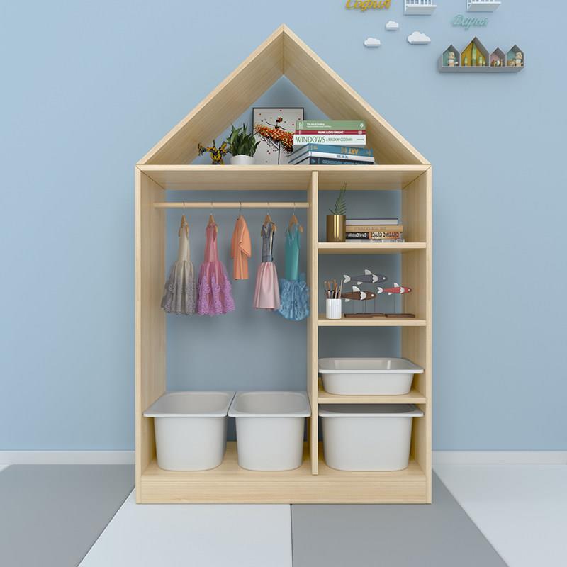新儿童衣柜收纳柜家用卧室简易实木挂衣柜男孩女孩小衣橱柜品