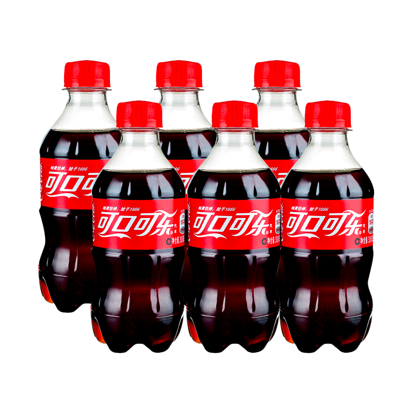 可口可乐汽水碳酸饮料可乐/零度/芬达/雪碧300ml×6瓶
