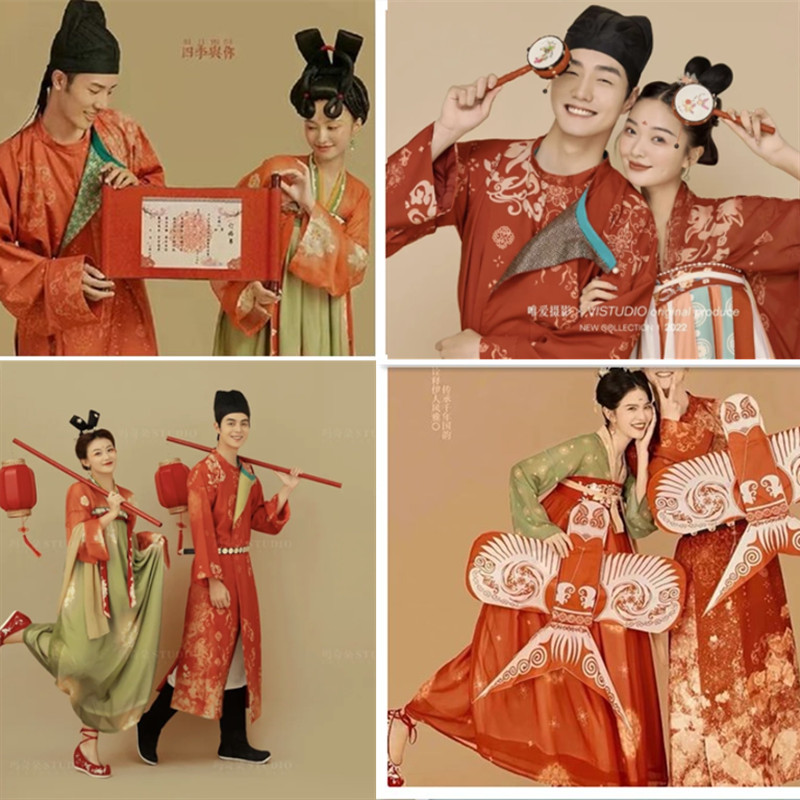 唐宫夜宴古代中式婚纱照摄影道具明制汉服订婚书手提钻鱼灯笼风筝