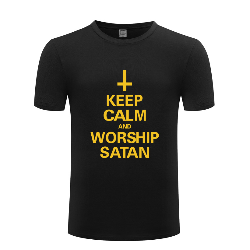 男式T恤 Keep Calm and Worship Satan - Demon Gothic Emo 666