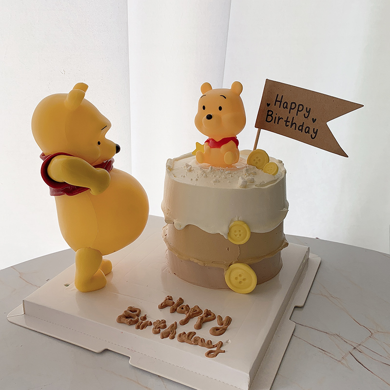 孕妈妈蛋糕装饰 卡通大肚熊小熊孕妇妈妈生日纪念日蛋糕摆件插件