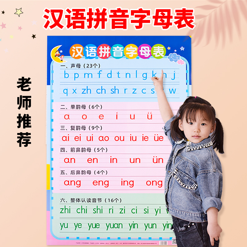 汉语拼音字母表挂图墙贴幼小衔接一年级声母韵母训练儿童学习神器