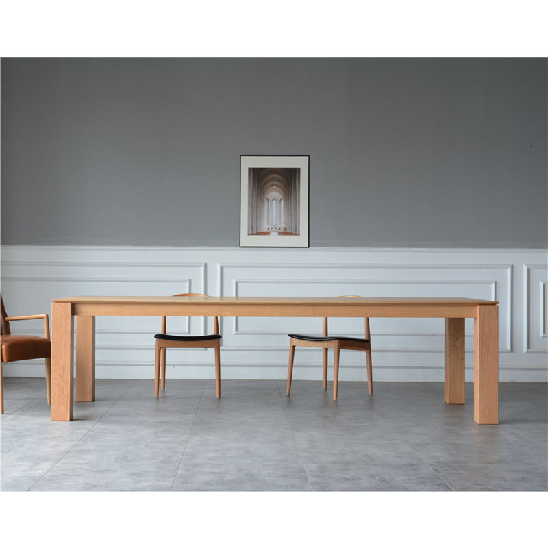 北欧全实木极简书桌长桌设计师原木色餐桌简约现代洽谈桌办公桌