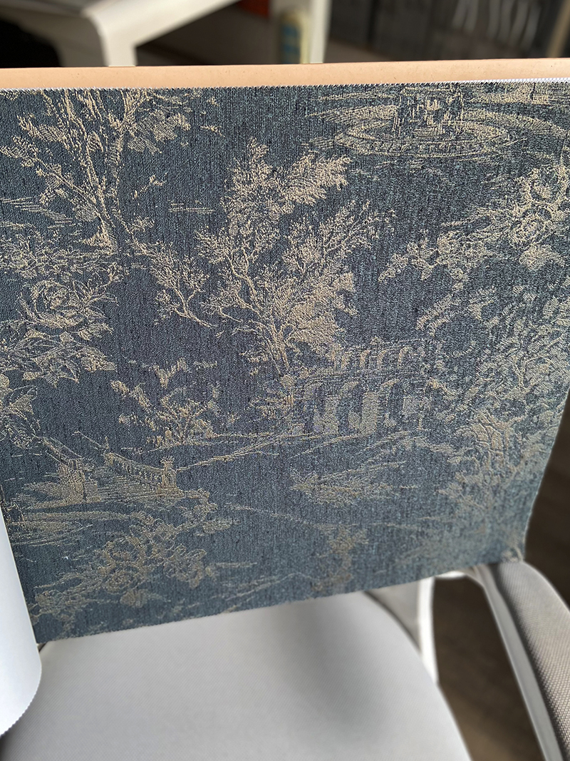 京三木 巴黎庄园无缝墙布 法式美式提花金线藏蓝色卧室客厅背景墙