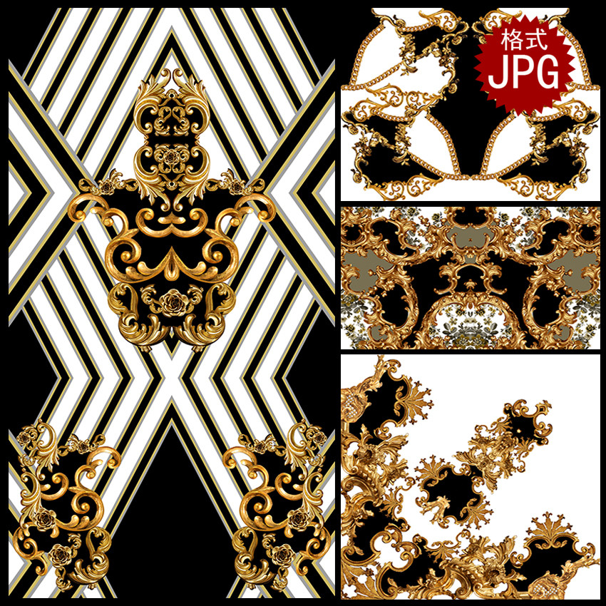 奢华黑金色豪华欧式花纹边框背景图案装饰设计图片素材