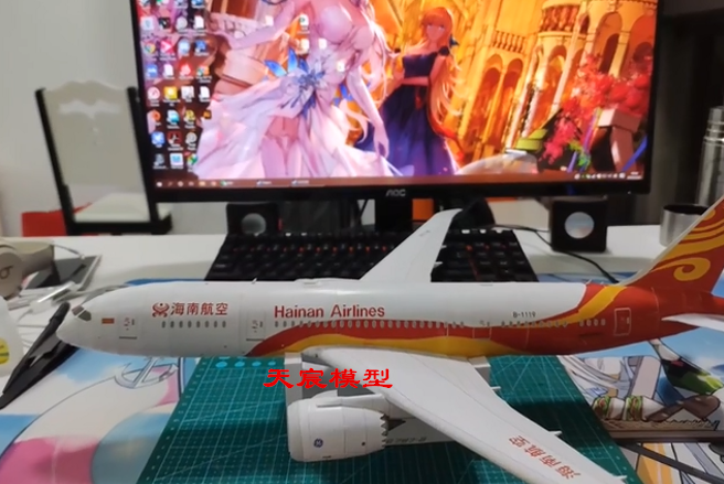 送胶水1:120纸模型DIY手工拼装波音787客民飞机中国海南方航空