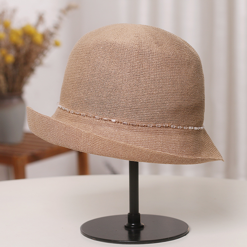 日本和纸帽子女夏季户外防晒防UV遮阳帽可折叠薄款透气卷边渔夫帽