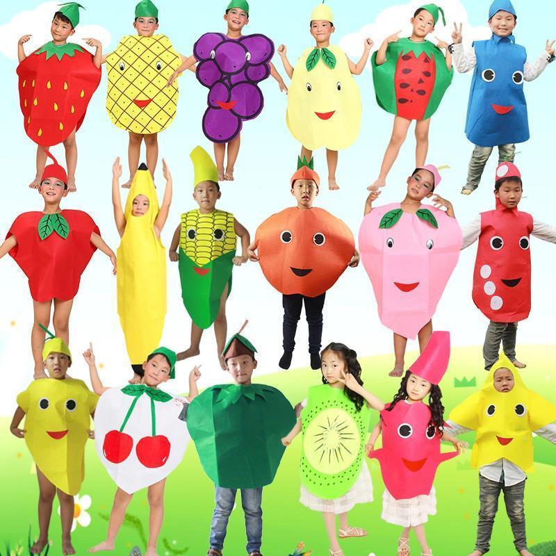 精选幼儿园水果蔬菜主题服装造型表演演出服儿童节环保手工创意