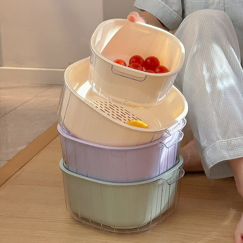 新款双层洗菜盆沥水篮厨房家用客厅水果盘洗水果蔬菜篮子淘菜盆