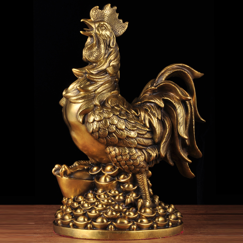 现货速发黄铜鸡摆件招财创意可爱风水铜公鸡的吉祥物金鸡元宝鸡客