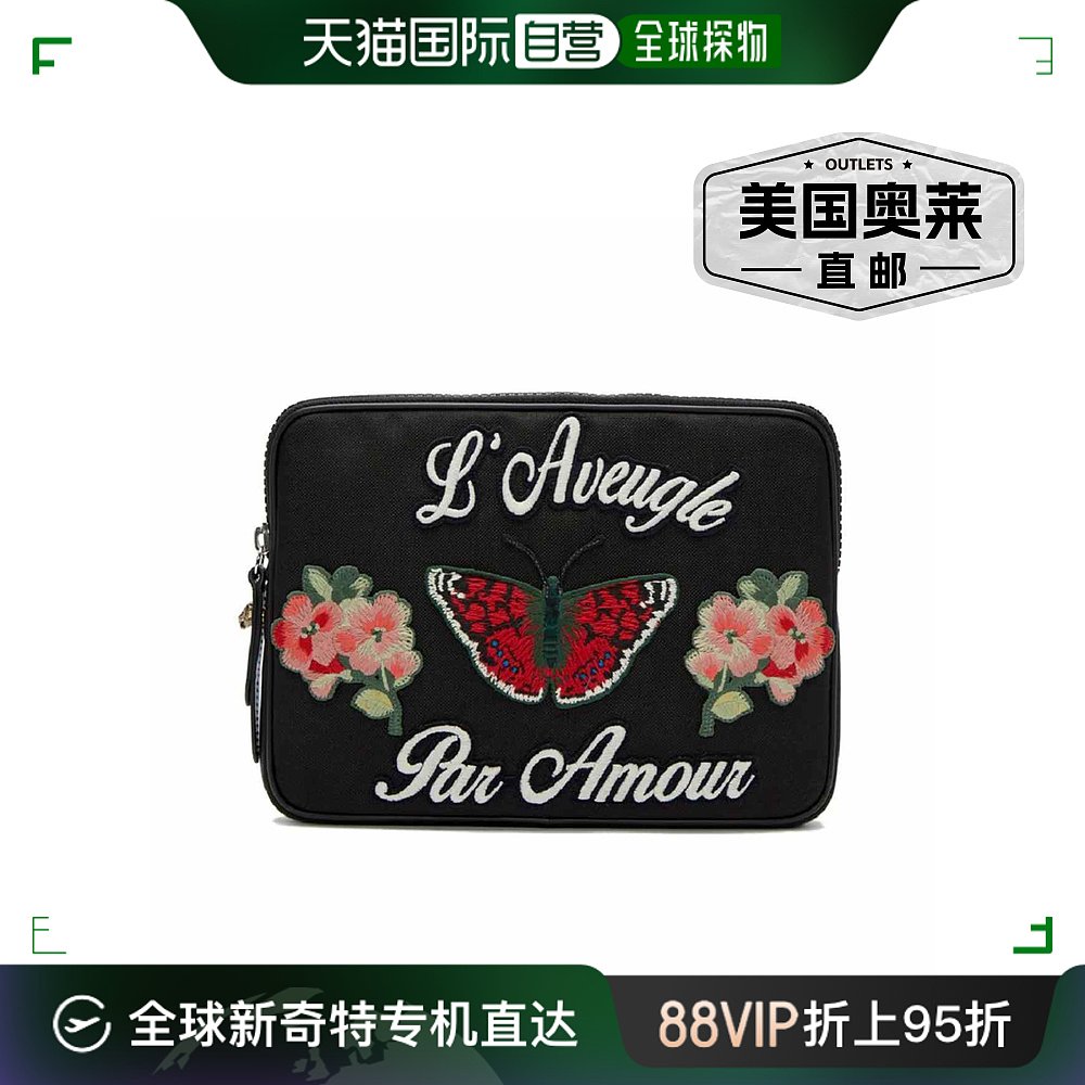 【99新未使用】Gucci 女式科技帆布刺绣蝴蝶 iPad 保护套手拿包 -