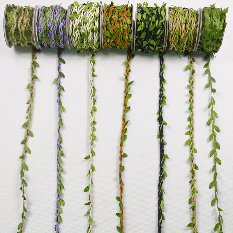 绿色森系藤条麻绳带叶子绳子手工制作diy装饰树叶照片墙材料包邮