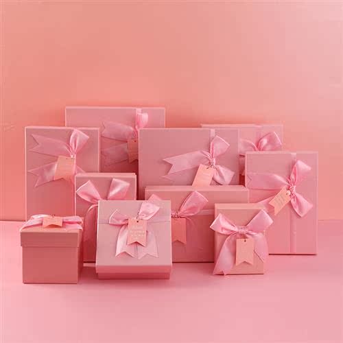 粉色蝴蝶结礼盒ins风感恩节香水礼品盒生日礼物盒结婚喜糖包装盒
