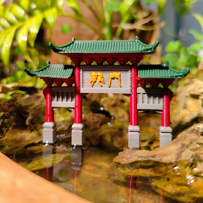 中式古建筑牌坊模型假山吸水石水陆缸盆景微景观造景庭院小摆件