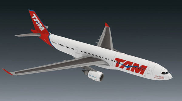 空中客车A330-243 TAM巴西天马航空 民航客机 1:150 1:100 纸模型