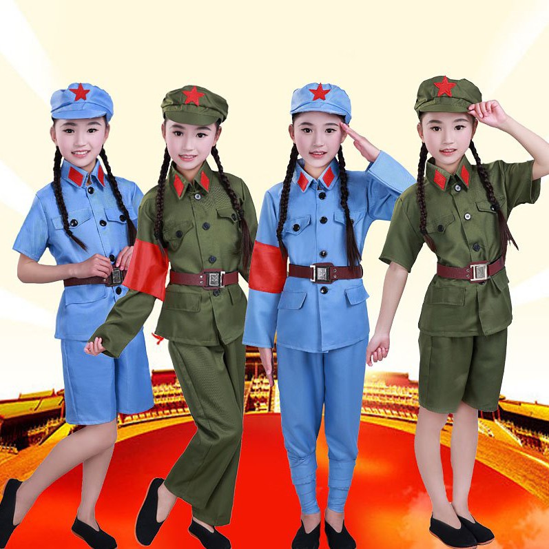 小红军演出服六一儿童军装长征表演服装新四军成人套装八路军衣服