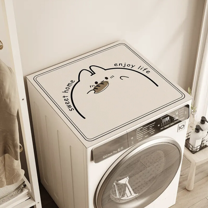 可爱简约洗衣机防尘罩微波炉冰箱盖盖布硅藻泥吸水垫床头柜台面垫
