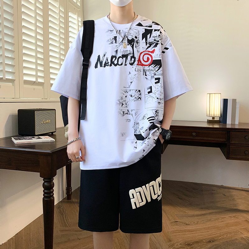 男孩火影忍者短袖T恤初高中学生大童潮流半袖青少年夏季运动套装