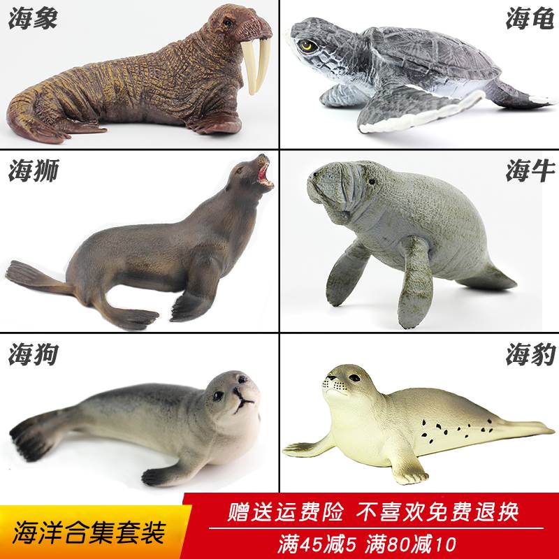 仿真海洋生物海狮玩具动物模型海狗海龟海象海牛海豹儿童认知礼物