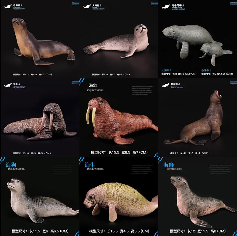儿童礼物仿真野生动物海洋海底模型玩具海牛海狮海狗海豹海象3-6
