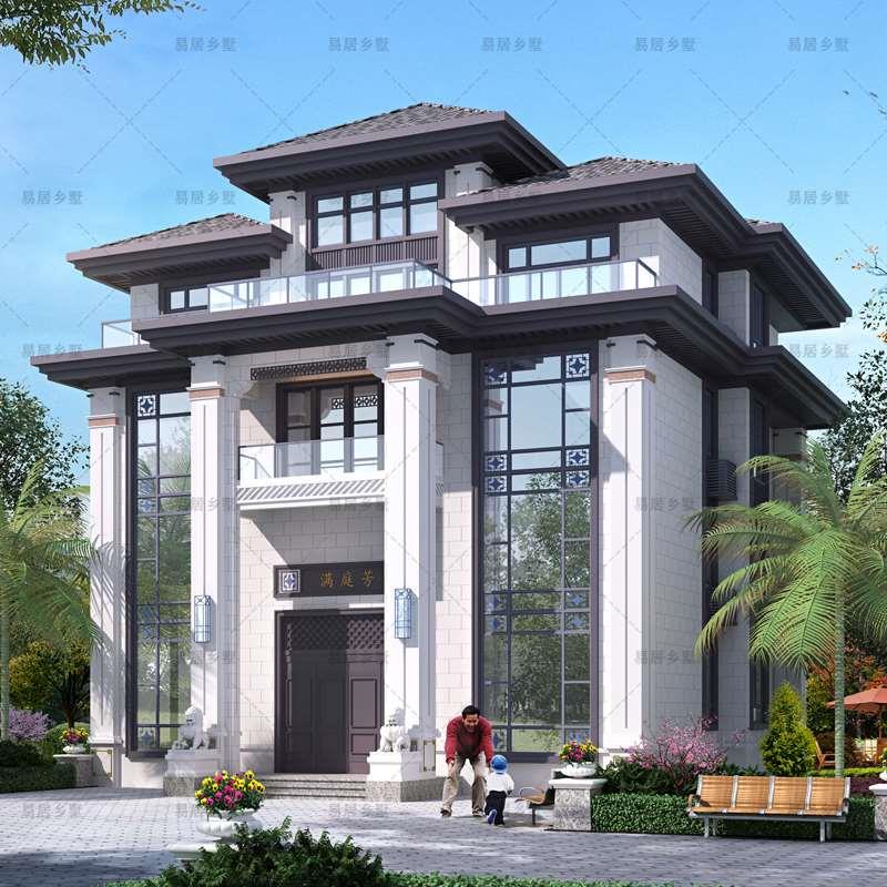 408中国风新中式大宅豪宅别墅设计图纸四层半新农村自建房五层