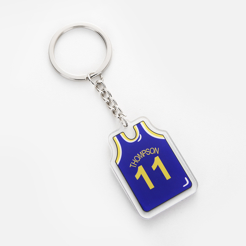 汤普森钥匙扣球衣篮球周边卡通汽车挂件男士配件亚克力球星卡手办
