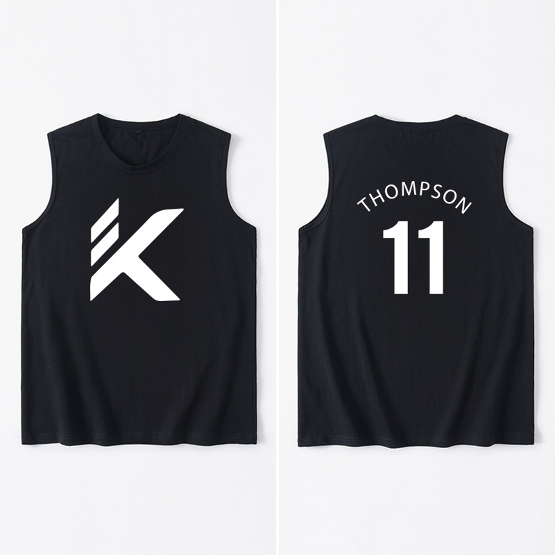 克雷汤普森勇士队11号汤神同款篮球运动背心T恤无袖短袖慵懒风衣