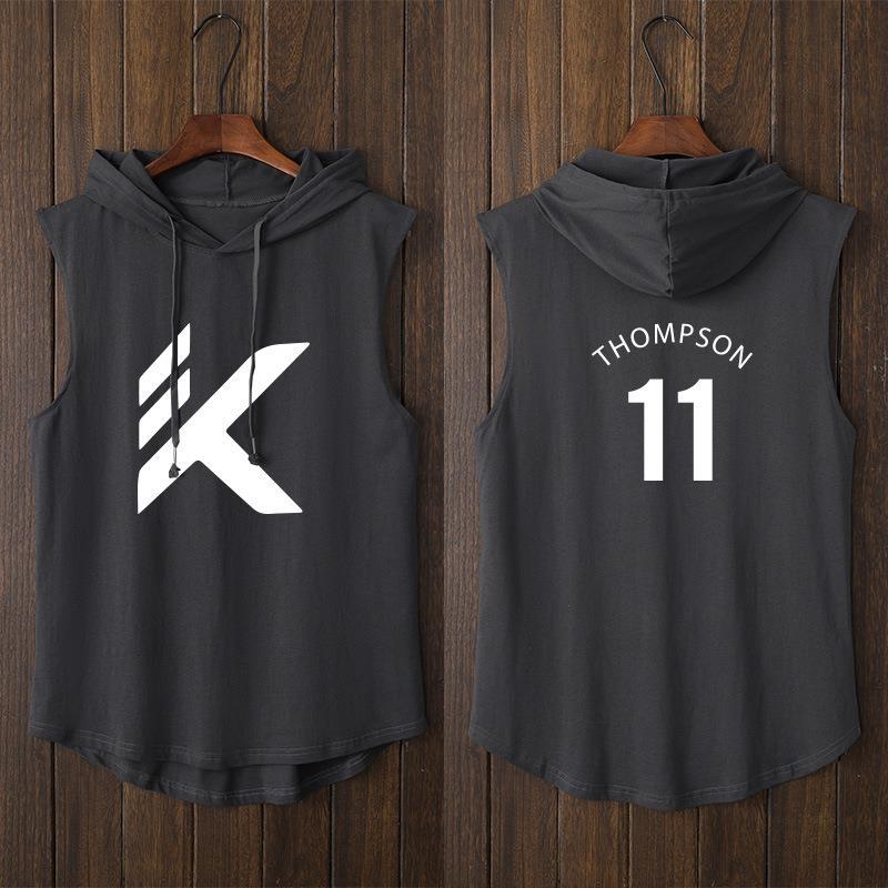 美式克雷汤普森勇士队11号汤神同款篮球纯棉运动背心T恤无袖短袖
