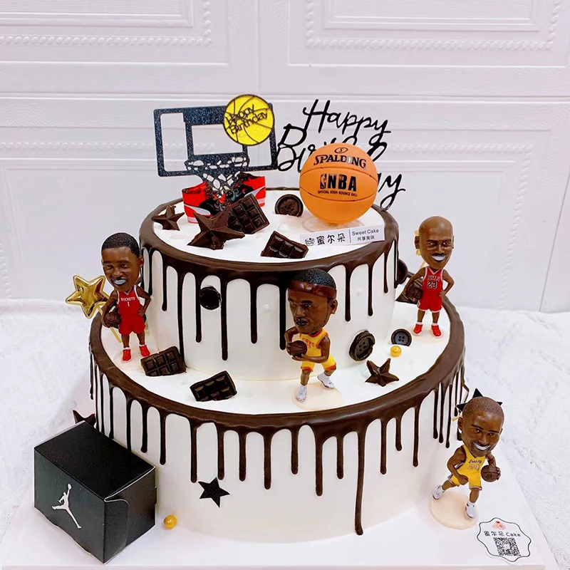 篮球蛋糕装饰摆件NBA明星科比詹姆斯男孩生日主题迷你球鞋装扮