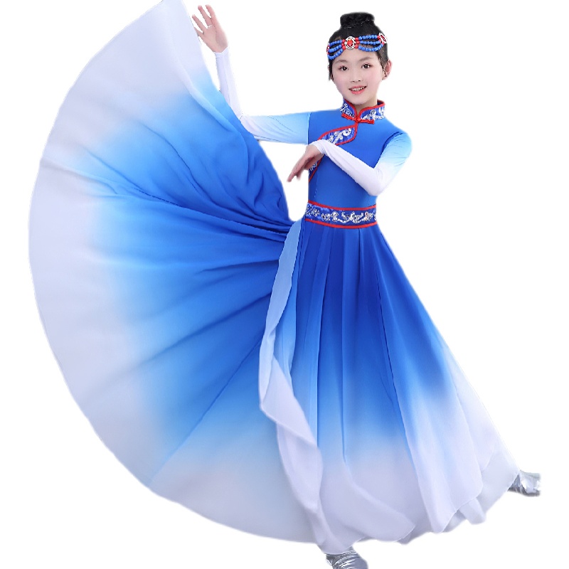 蒙古演出服儿童女童大全少数民族演出服男袍内蒙古表演服女袍长款