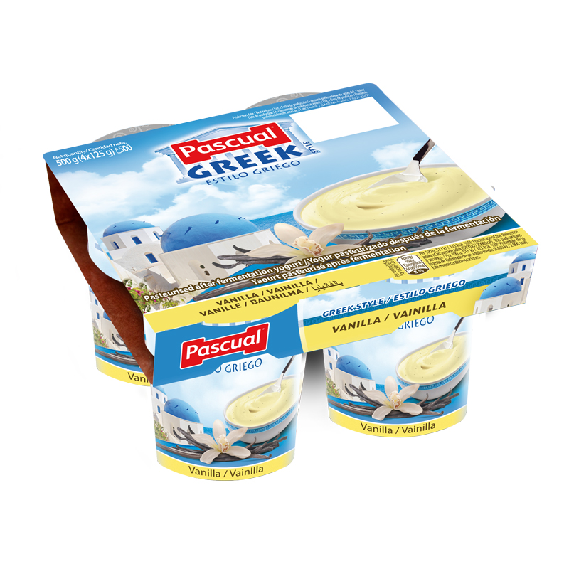 【自营】西班牙进口Pascual/帕斯卡香草味全脂酸奶125g*4希腊酸奶