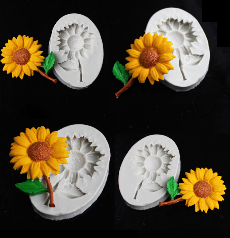一朵向日葵花硅胶蛋糕模具植物翻糖模具DIY软陶工具硅胶模具