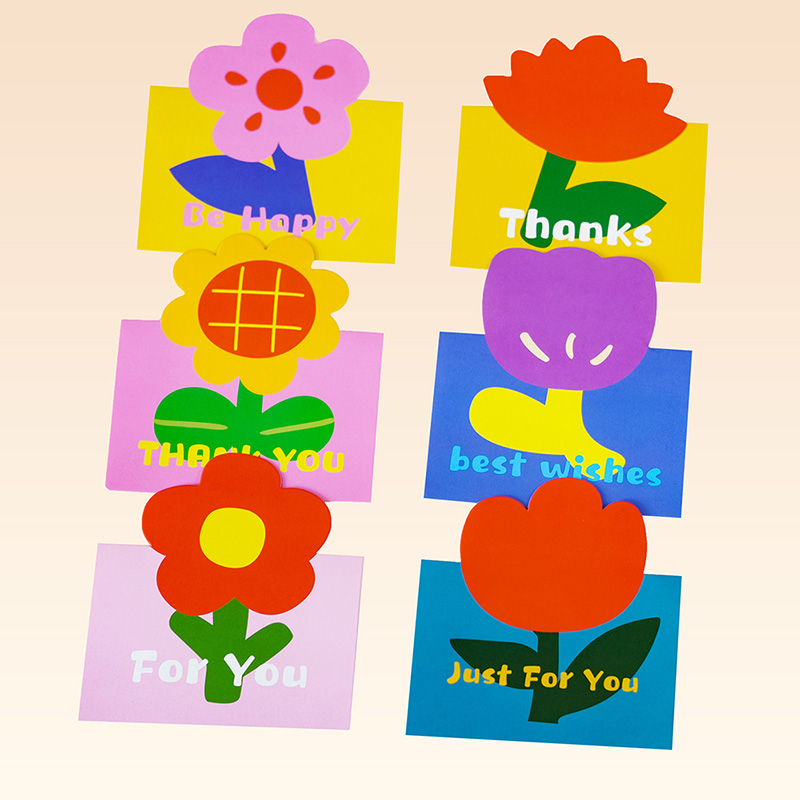 送你一朵花祝福卡片贺卡郁金香向日葵留言卡折叠卡通立体感谢卡