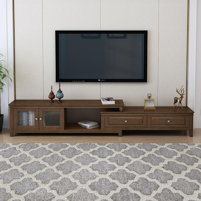 美式乡村实木电视柜简美风格家具客厅简约现代木质电视机柜储物柜