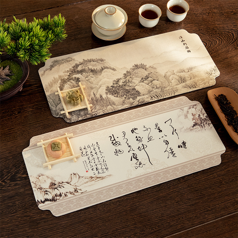 中式水墨风硅藻泥吸水速干茶垫沥水垫茶桌台面防烫杯垫防滑茶几桌