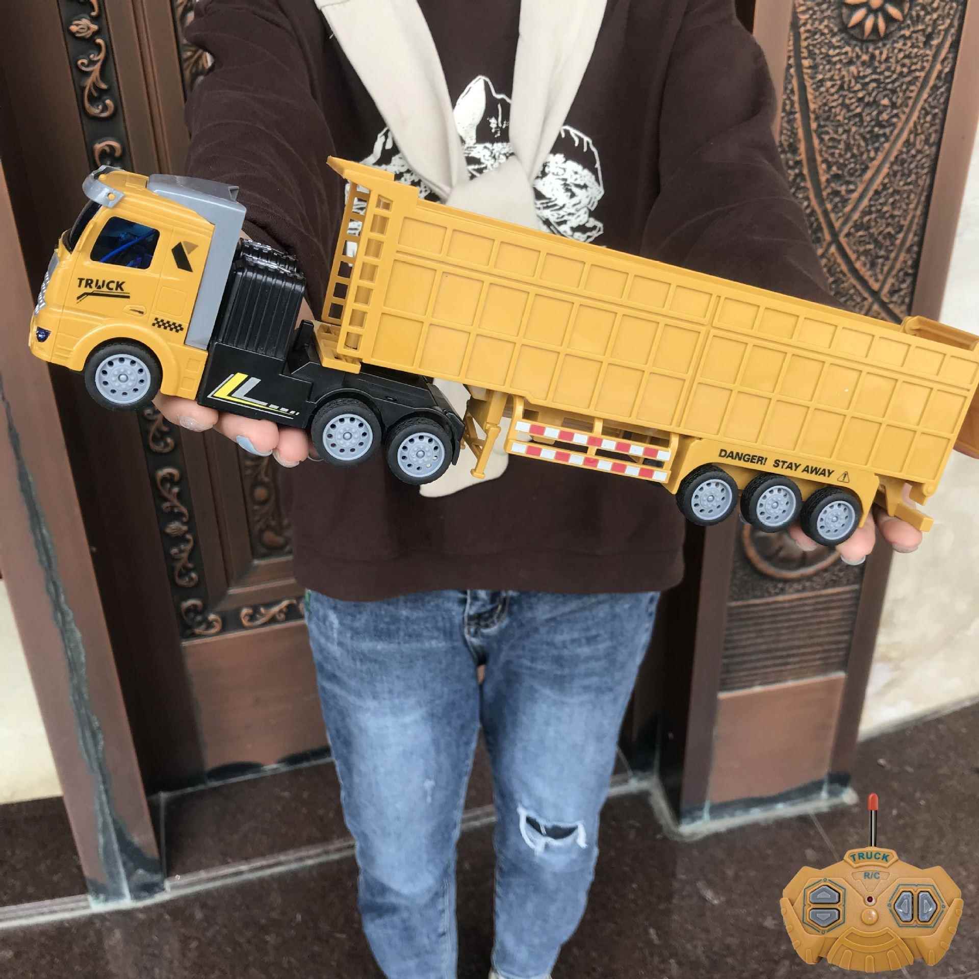 无线遥控车半挂拖头工程车重型运输大卡车自卸车男孩模型玩具