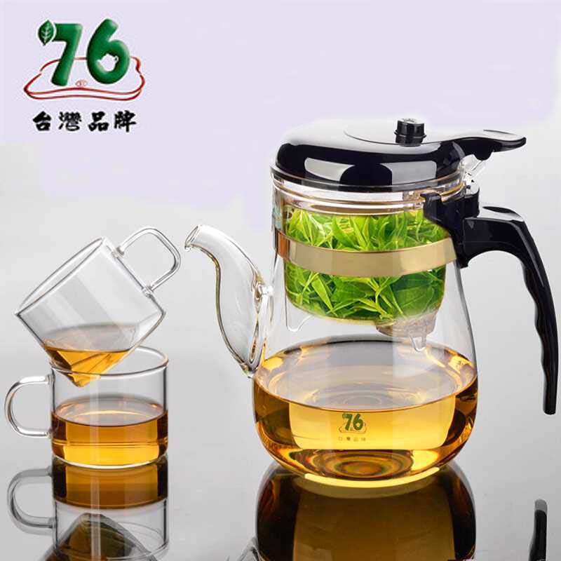 台湾76按压式居家办公分离泡茶飘逸杯过滤茶水花茶壶玻璃茶壶茶具