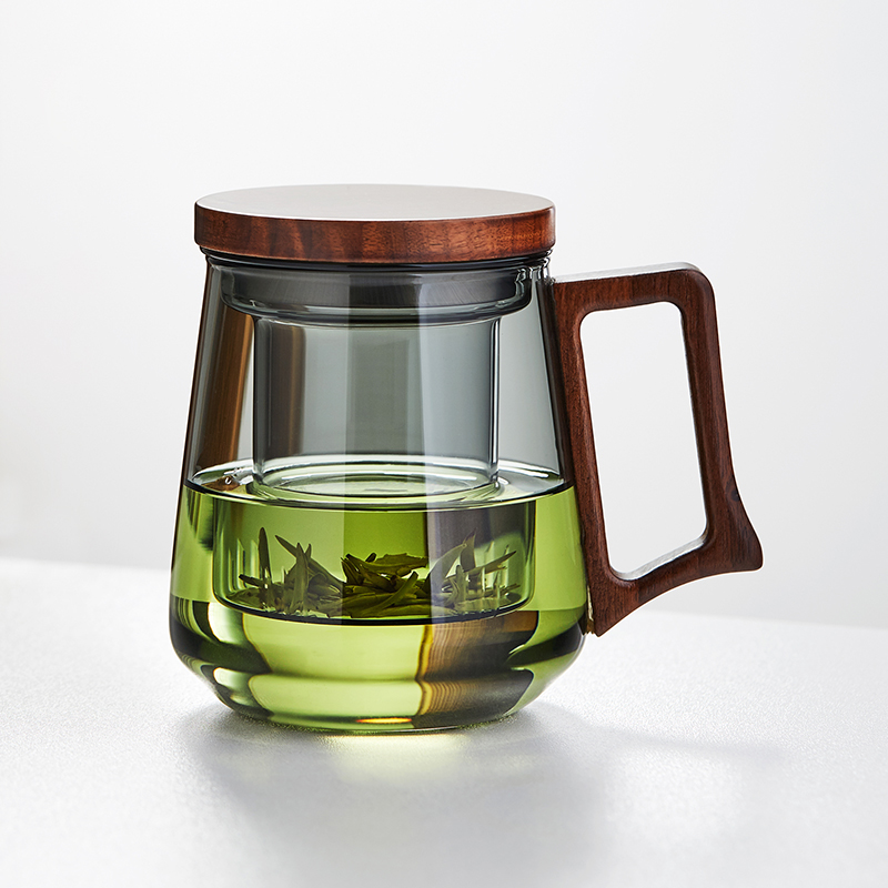 玻璃杯家用茶水分离家用耐高温办公室高硼硅带盖喝水绿茶泡茶杯子
