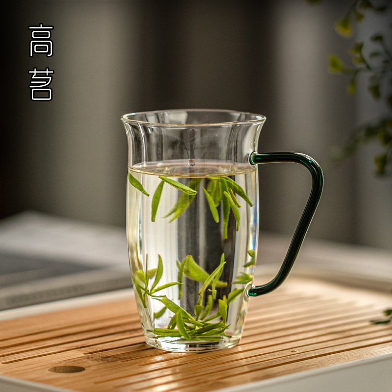耐热玻璃茶杯带把茶楼专用绿茶杯子2024新款水杯女高颜值家用泡茶
