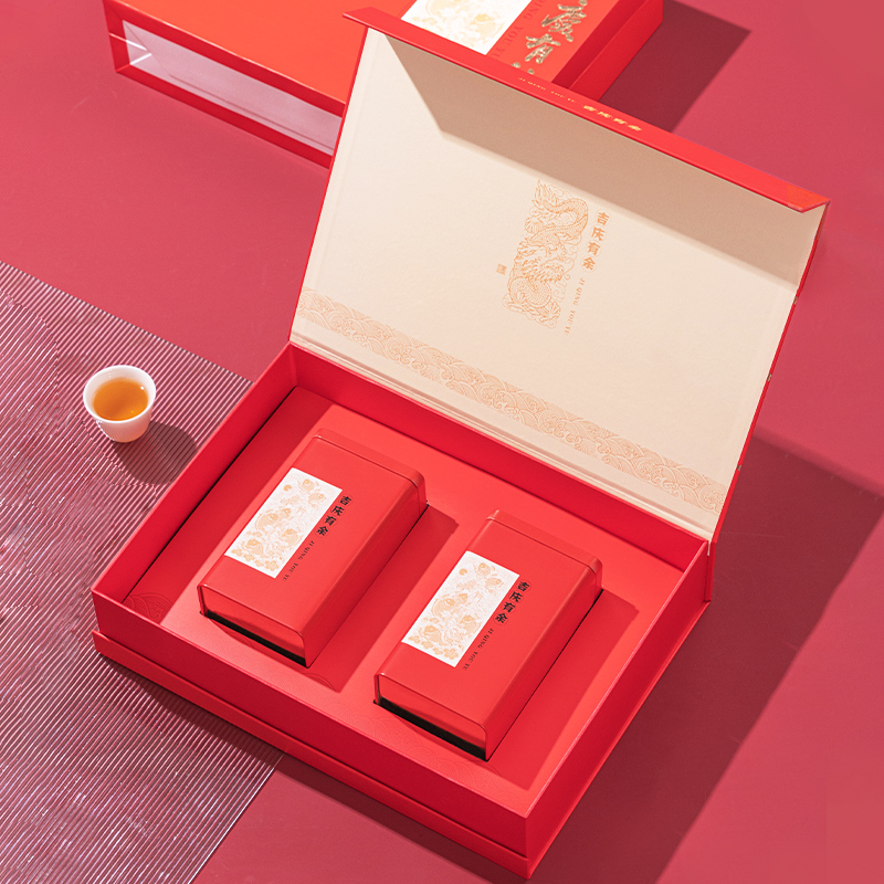 新款茶叶罐包装盒空礼盒装红色空盒子红茶绿茶通用铁罐空礼盒定制