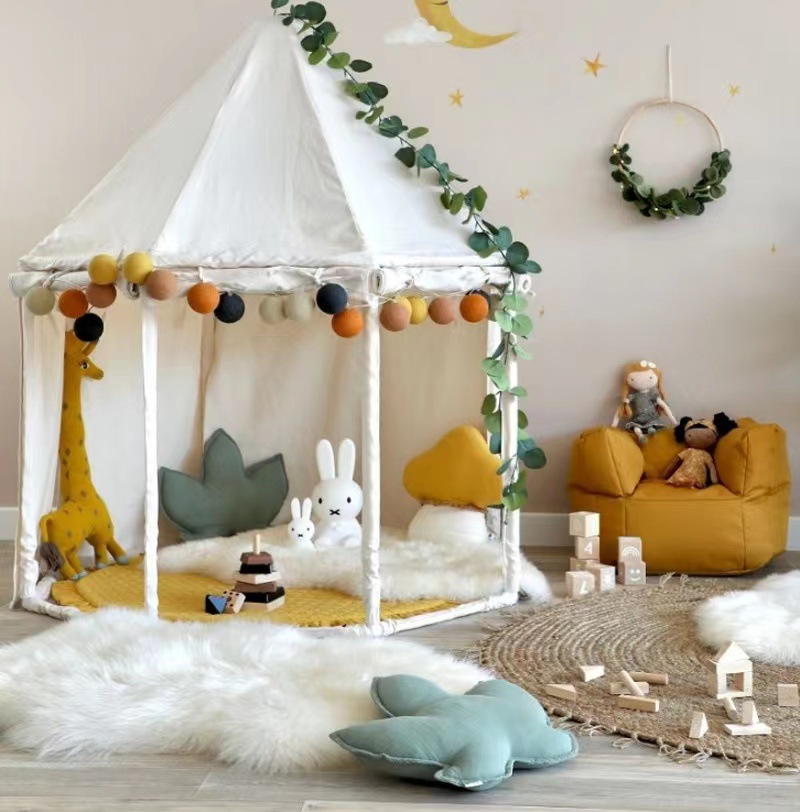 ins风北欧儿童帐篷八角蒙古包帆布宝宝玩具房子男女孩室内游戏屋