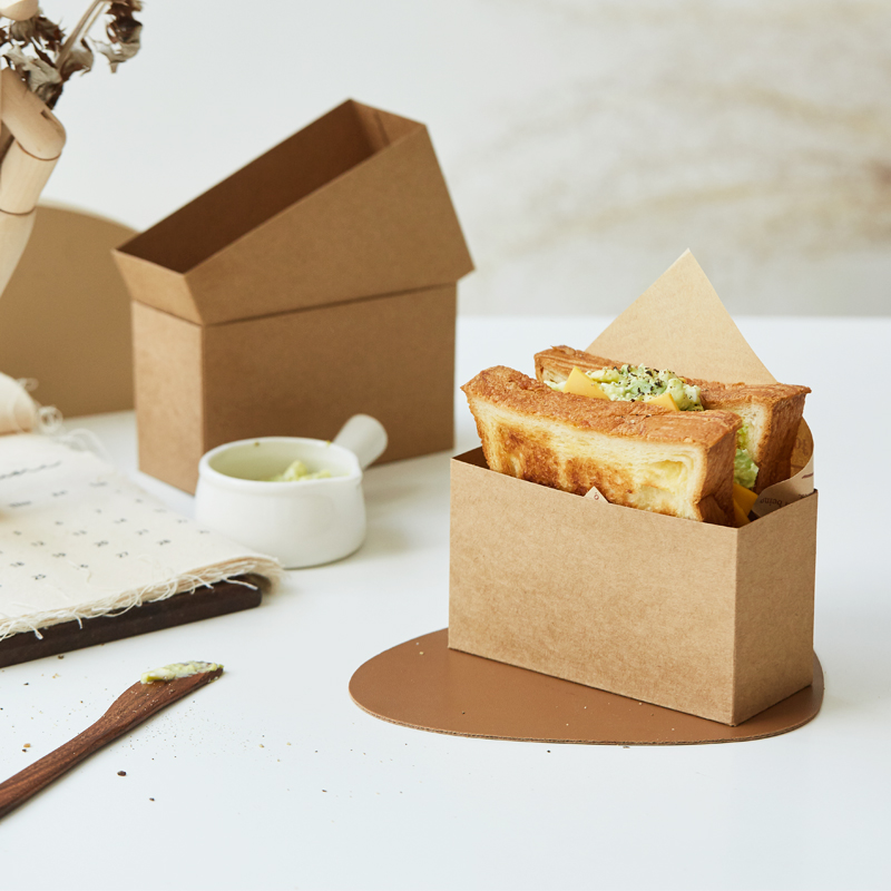 年轮可颂面包包装 一次性打包餐盒薯条汉堡包装盒三明治防油纸托