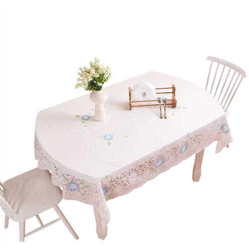 椭圆形桌布防水餐桌垫欧式pvc蕾丝白色台布伸缩椭圆折叠桌餐桌布