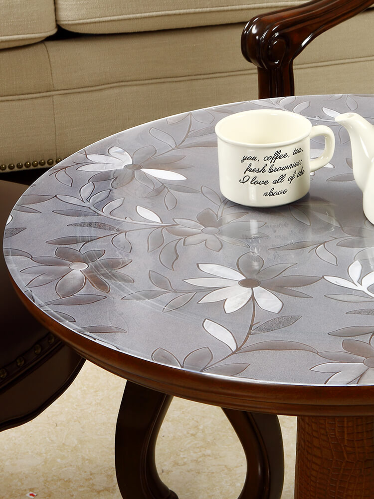 圆形茶几餐桌垫软玻璃PVC椭圆台面转盘大圆桌布防水防烫防油免洗